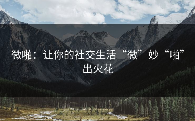 微啪：让你的社交生活“微”妙“啪”出火花