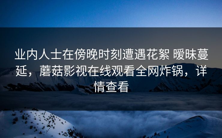 业内人士在傍晚时刻遭遇花絮 暧昧蔓延，蘑菇影视在线观看全网炸锅，详情查看