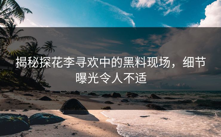 揭秘探花李寻欢中的黑料现场，细节曝光令人不适