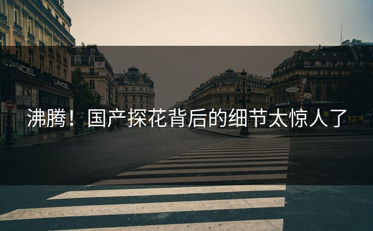 沸腾！国产探花背后的细节太惊人了