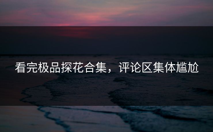 看完极品探花合集，评论区集体尴尬