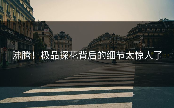 沸腾！极品探花背后的细节太惊人了