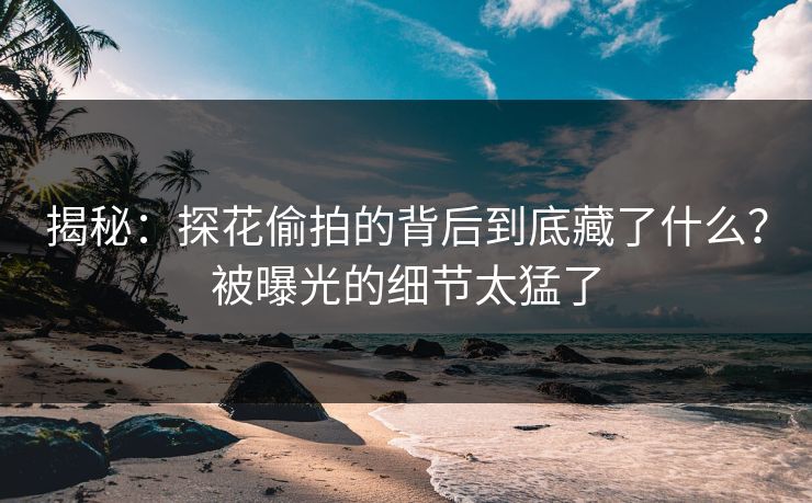 揭秘：探花偷拍的背后到底藏了什么？被曝光的细节太猛了