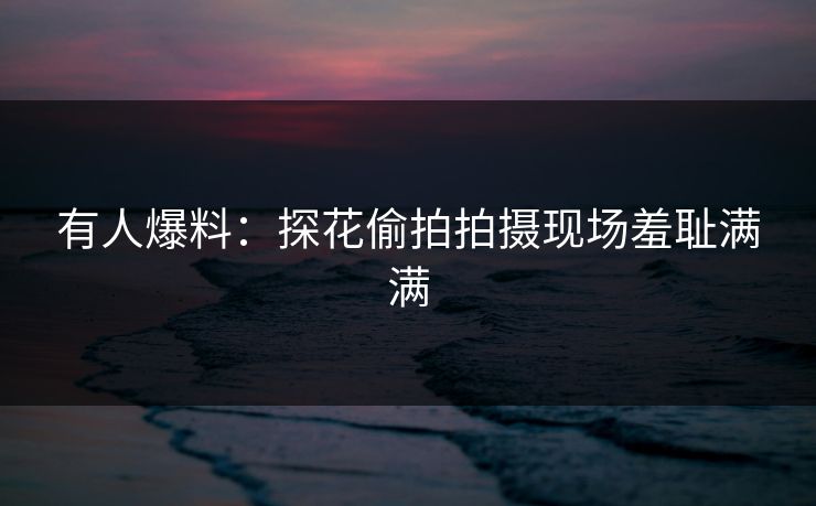 有人爆料：探花偷拍拍摄现场羞耻满满