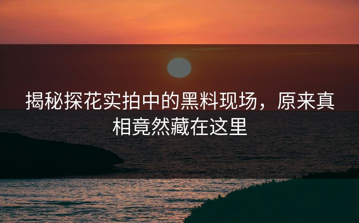 揭秘探花实拍中的黑料现场，原来真相竟然藏在这里