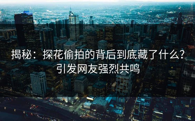 揭秘：探花偷拍的背后到底藏了什么？引发网友强烈共鸣