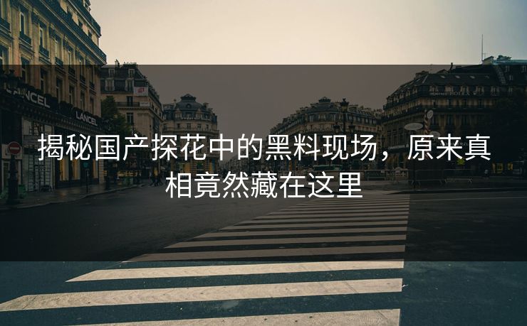 揭秘国产探花中的黑料现场，原来真相竟然藏在这里