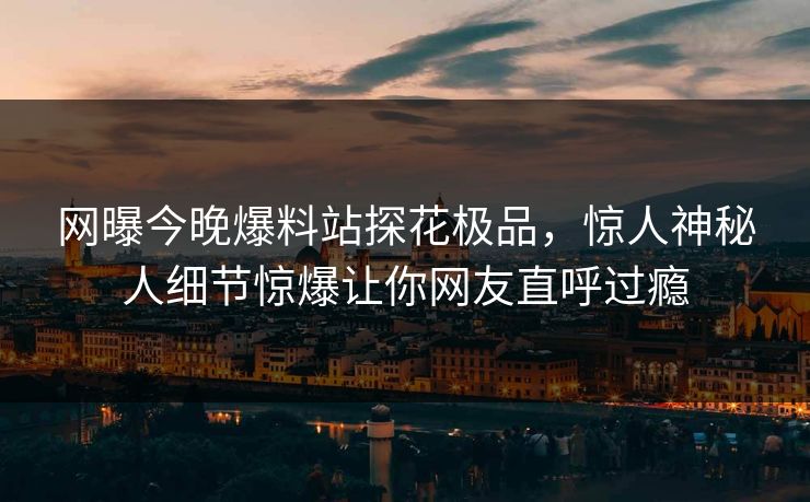 网曝今晚爆料站探花极品，惊人神秘人细节惊爆让你网友直呼过瘾