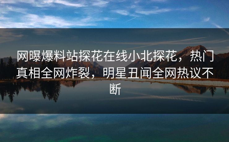 网曝爆料站探花在线小北探花，热门真相全网炸裂，明星丑闻全网热议不断