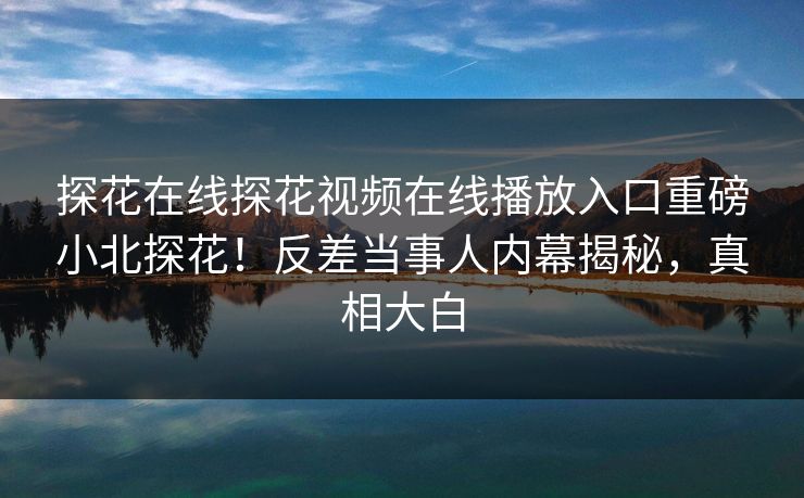 探花在线探花视频在线播放入口重磅小北探花！反差当事人内幕揭秘，真相大白