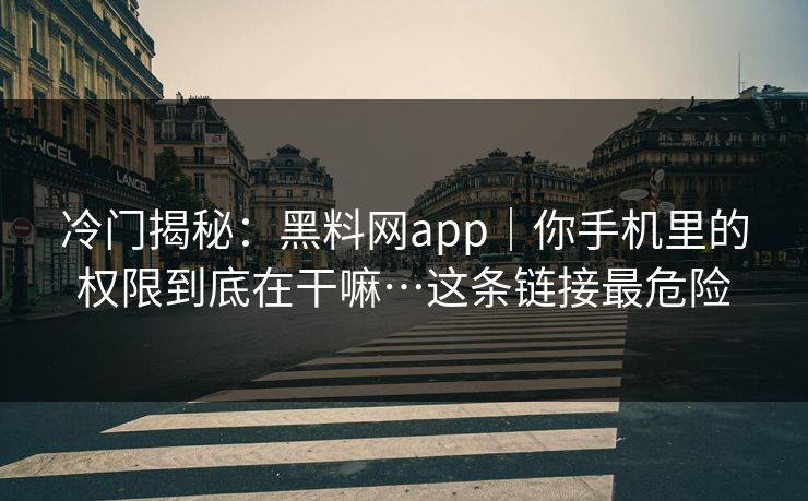 冷门揭秘：黑料网app｜你手机里的权限到底在干嘛…这条链接最危险