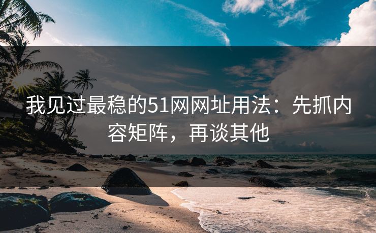 我见过最稳的51网网址用法：先抓内容矩阵，再谈其他