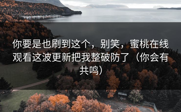 你要是也刷到这个，别笑，蜜桃在线观看这波更新把我整破防了（你会有共鸣）
